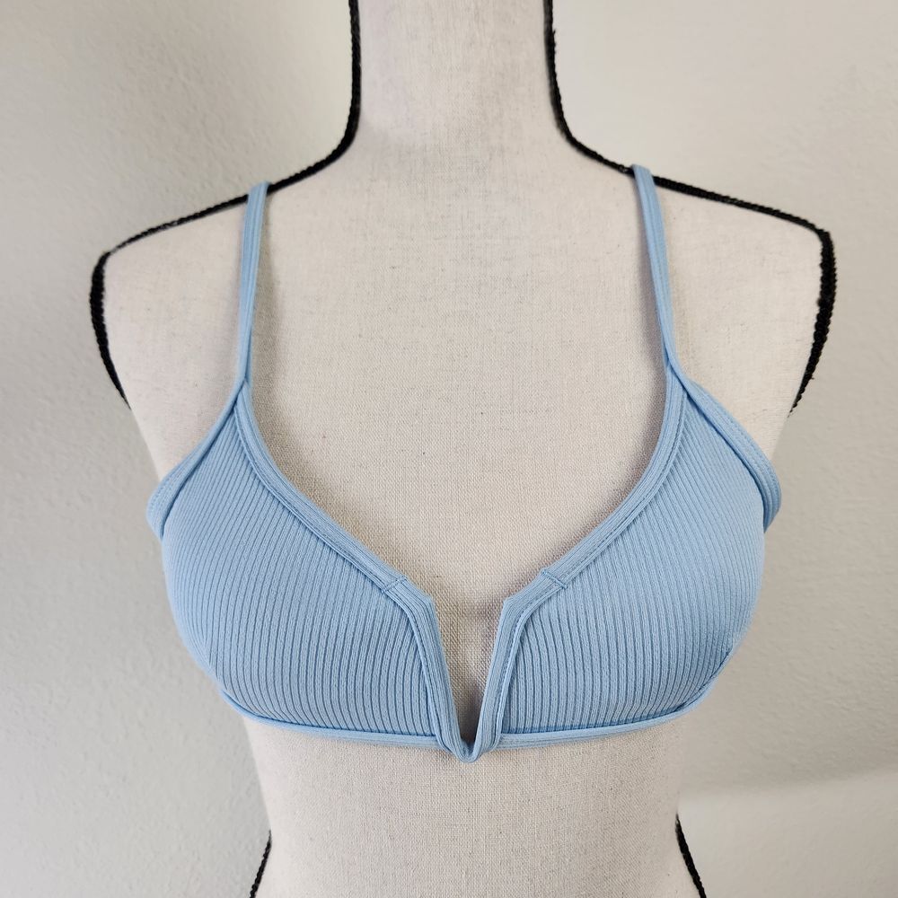 New Zaful‎ Forever Young Womens Baby Blue Size 4 Small Removable Pads Bikini Top